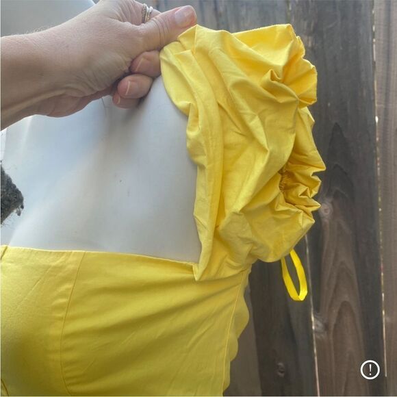 STAUD Elio Cotton Poplin Off-The-Shoulder Midi Dress Yellow size 2 - Picture 6 of 11